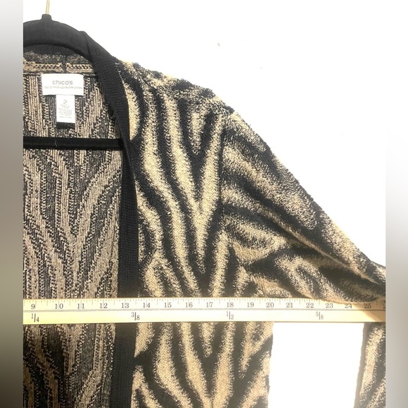 Chico's Sz Large (2) Alicia Long Duster Cardigan Mohair Wool Blend Animal Print - Picture 6 of 7